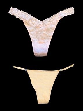 Victoria’s Secret (set of 2 ) Thong Panties - nude & light pink. Sz. L. NWT